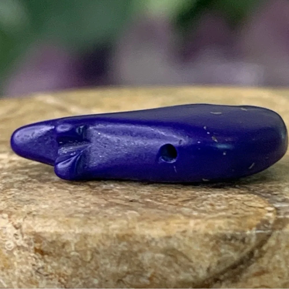 Native American Style Blue Zuni Bear Fetish Bead Carved Miniature Spirit Animal